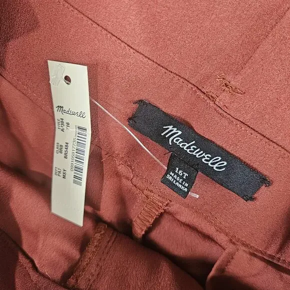 Madewell Drapey Paperbag Pants Size 16 Tall Burnt Clay - Picture 6 of 8